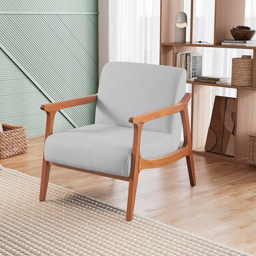 Poltrona Olívia Linho Cinza Claro