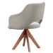 Poltrona Parma Giratória Linho Off White e Castanho