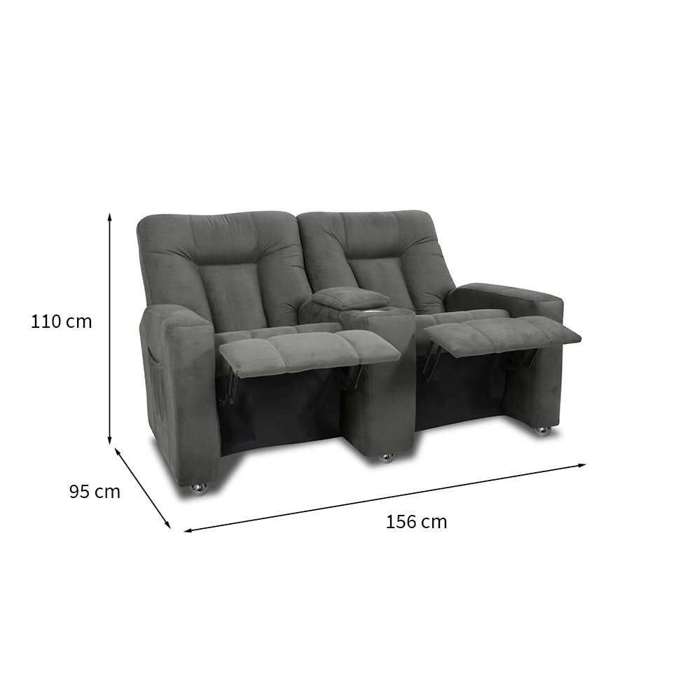 Poltrona Reclinável 2 Lugares Jetta Suede Cinza