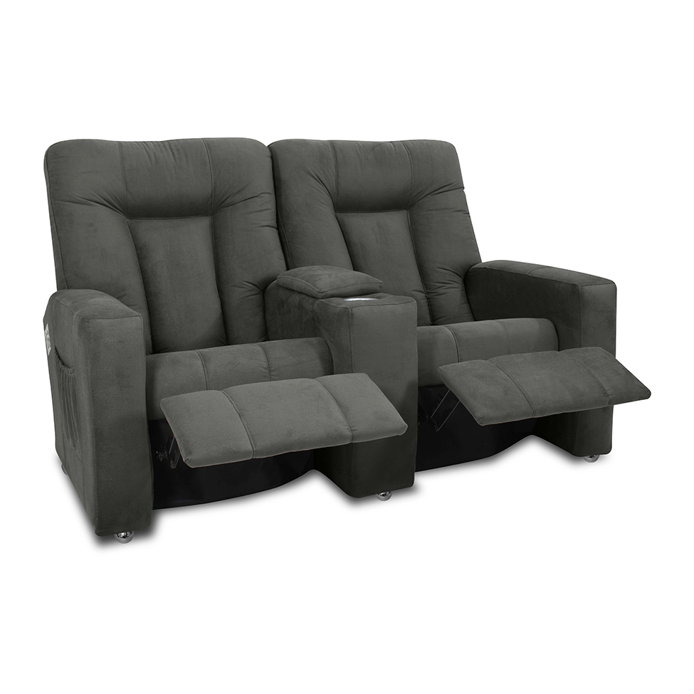 Poltrona Reclinável 2 Lugares Jetta Suede Cinza