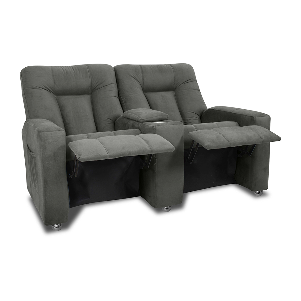Poltrona Reclinável 2 Lugares Jetta Suede Cinza