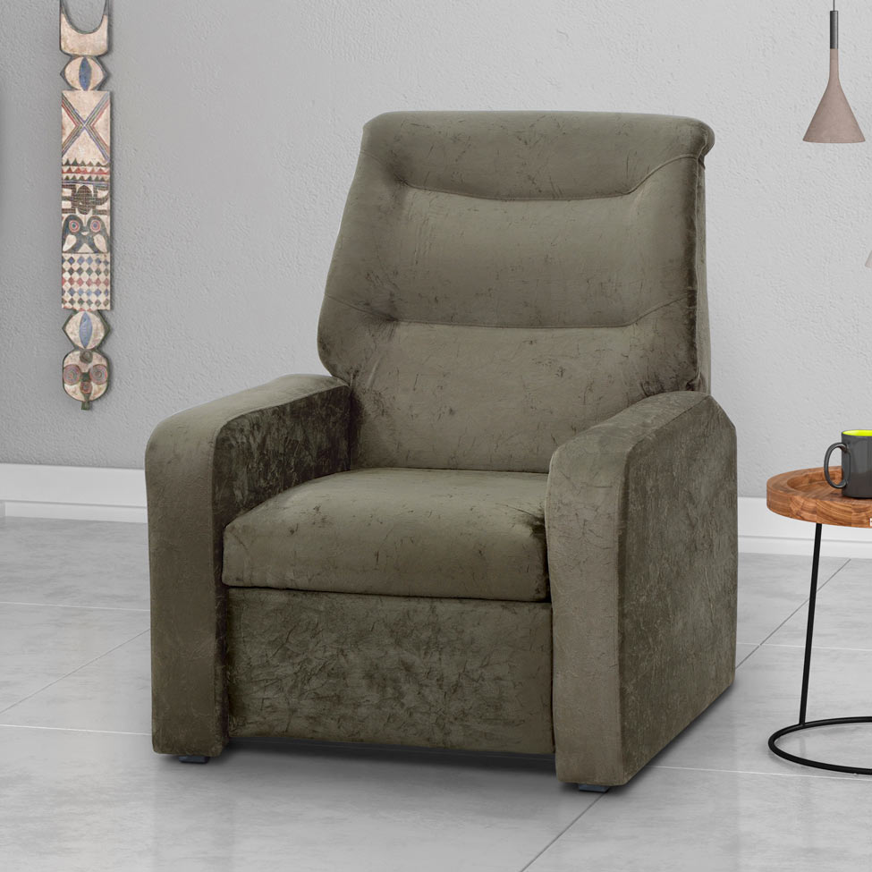 Poltrona Reclinável Classic Suede Amassado Marrom