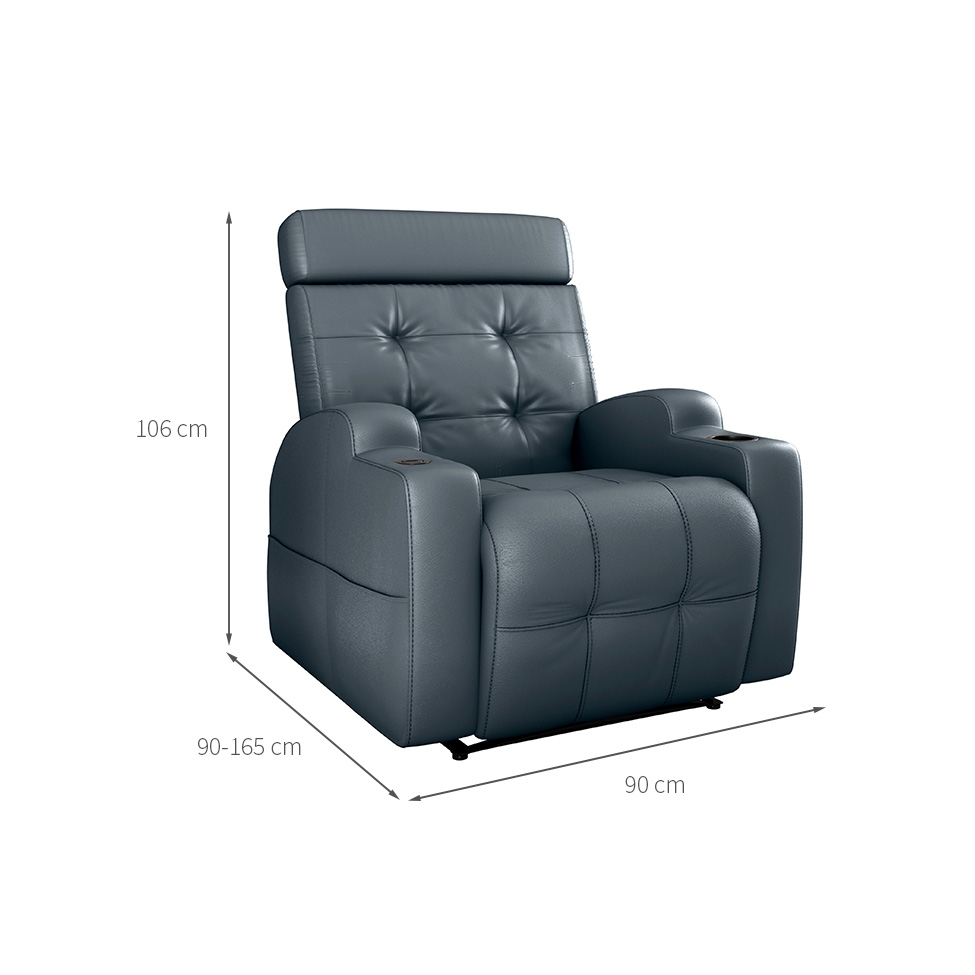 Poltrona Reclinável Elétrica com Zero Wall e USB Cherokee Corino Cinza