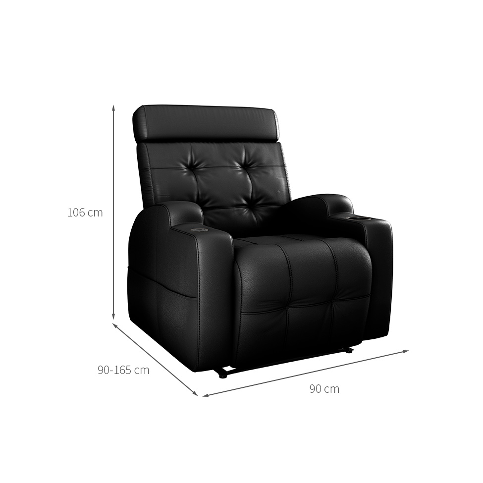 Poltrona Reclinável Elétrica com Zero Wall e USB Cherokee Corino Preta