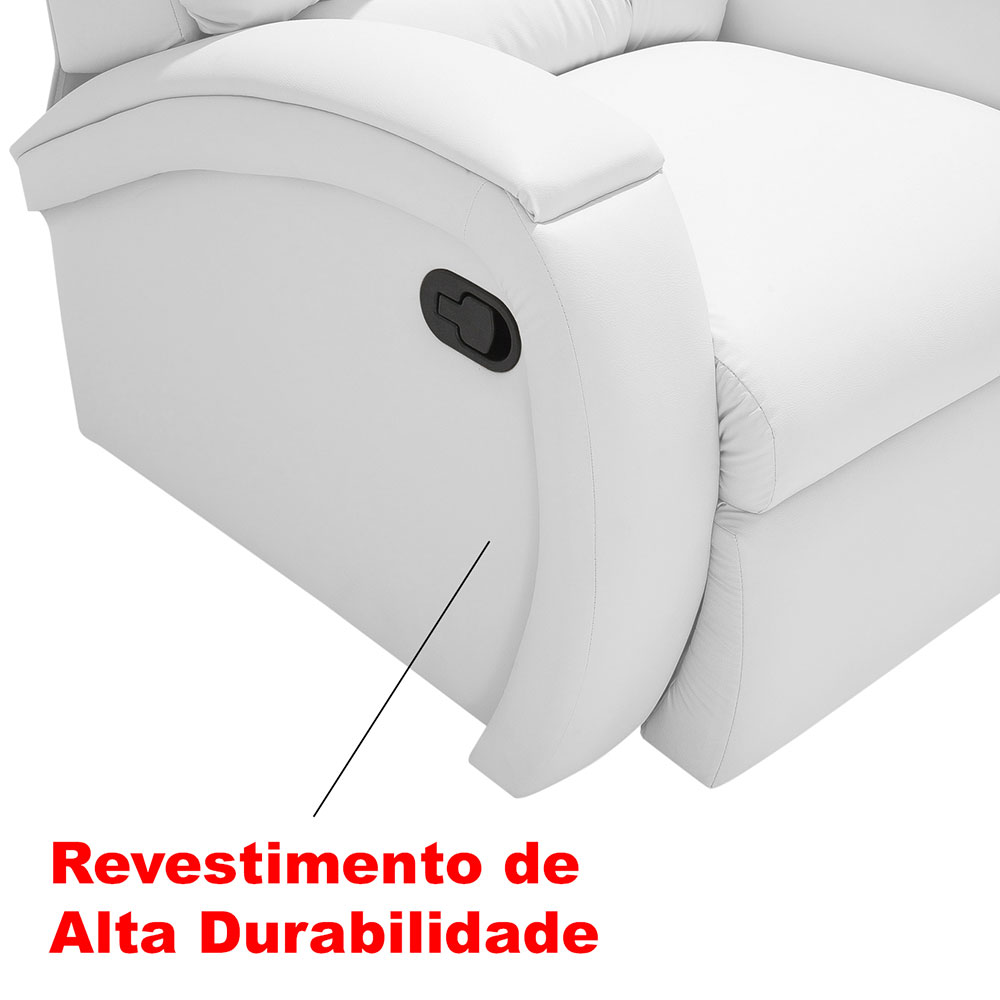 Poltrona Reclinável Imperial Balanço e Giro Revestimento Sintético Branca