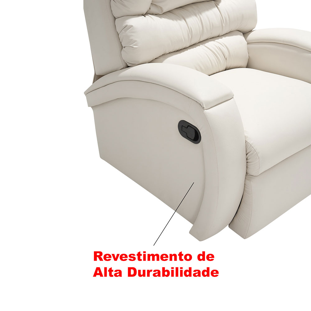 Poltrona Reclinável Imperial Balanço e Giro Revestimento Sintético Gelo