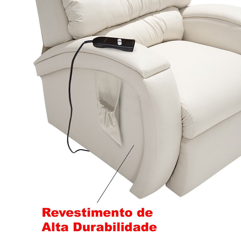 Poltrona Reclinável Imperial Motorizada Revestimento Sintético Gelo