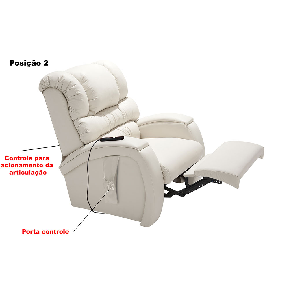 Poltrona Reclinável Imperial Motorizada Revestimento Sintético Gelo