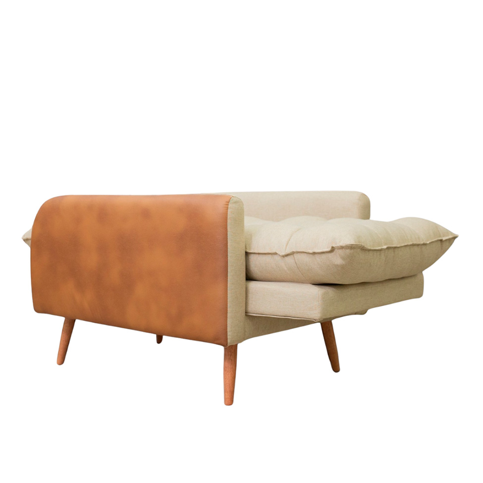 Poltrona Reclinável Inglaterra Linho Bege e Caramelo