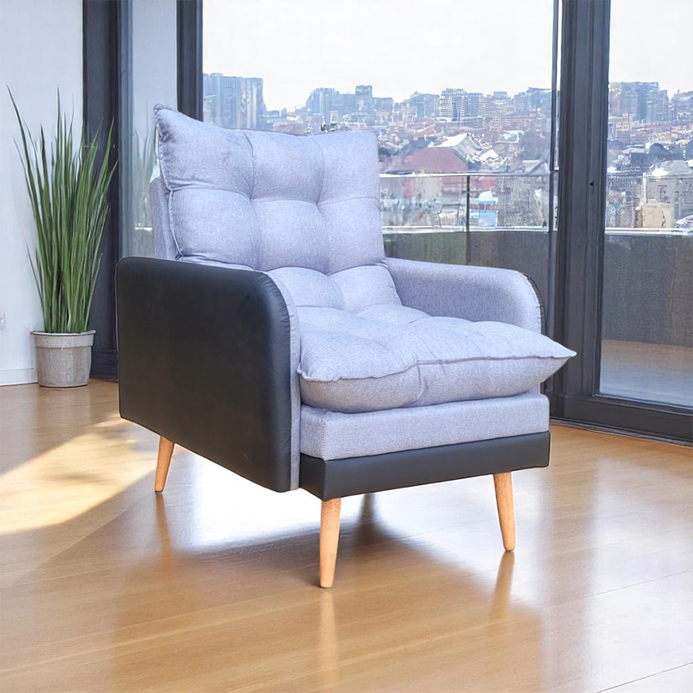 Poltrona Reclinável Inglaterra Linho Grafite e Preta