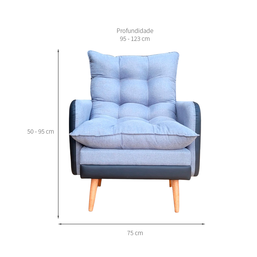 Poltrona Reclinável Inglaterra Linho Grafite e Preta