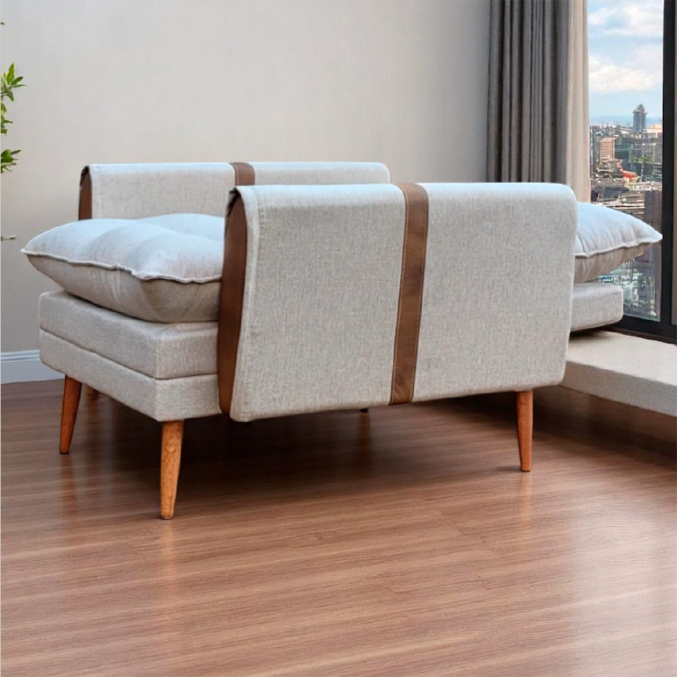 Poltrona Reclinável Itália Veludo Bege e Caramelo