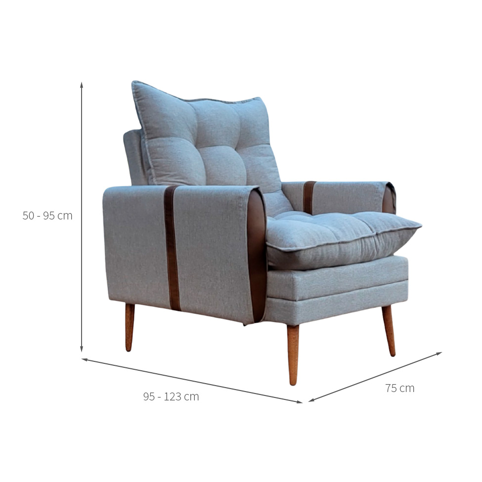 Poltrona Reclinável Itália Veludo Bege e Caramelo