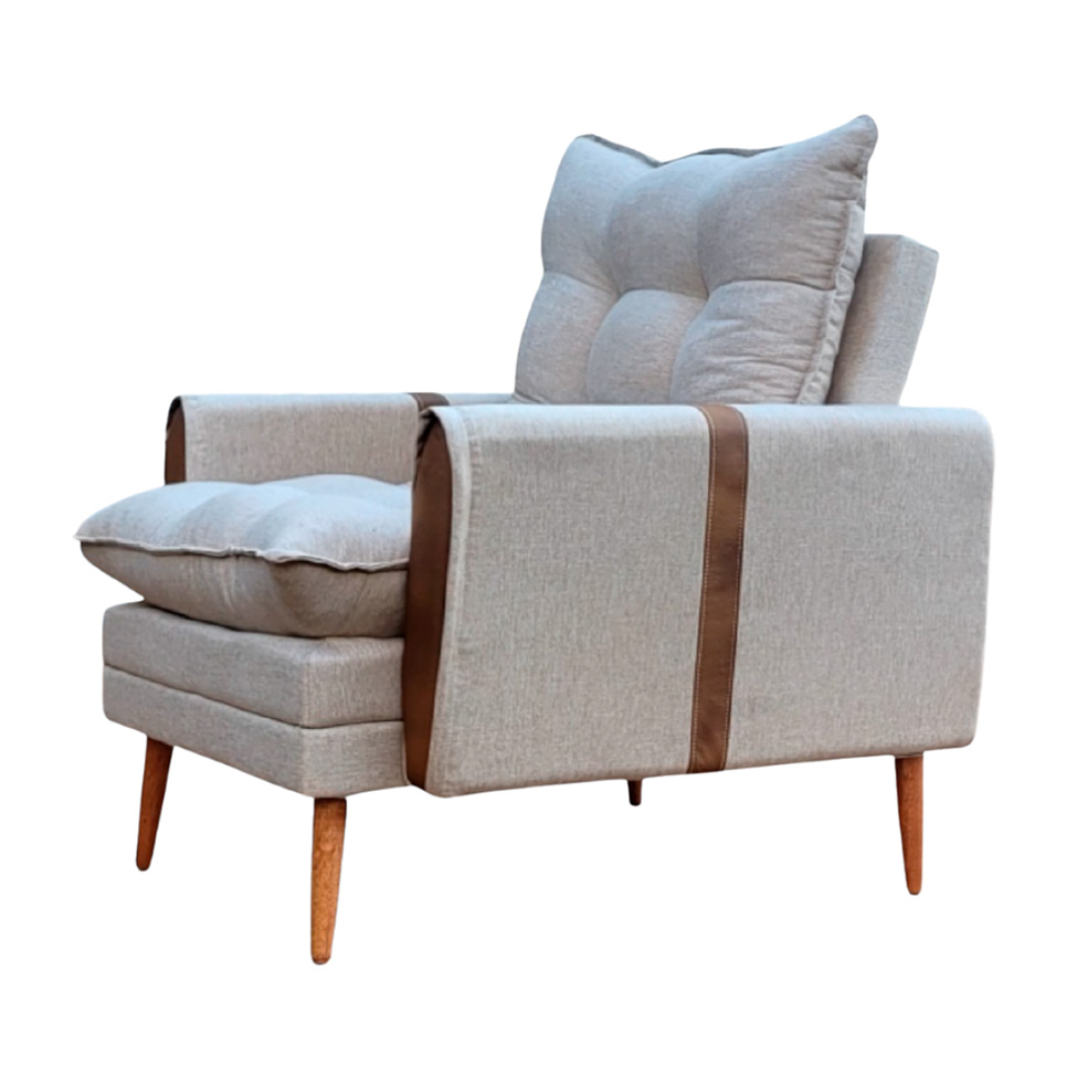 Poltrona Reclinável Itália Veludo Bege e Caramelo