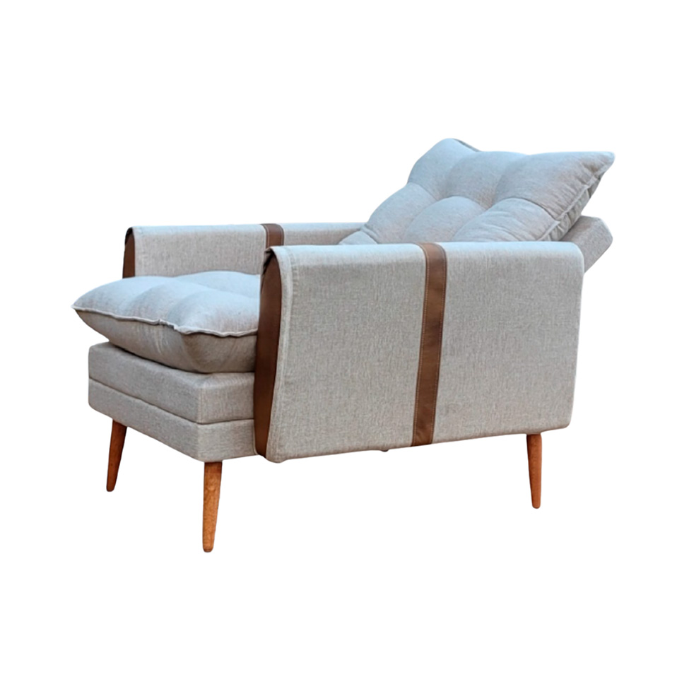 Poltrona Reclinável Itália Veludo Bege e Caramelo