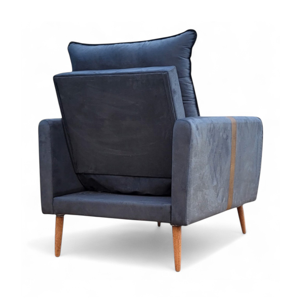 Poltrona Reclinável Itália Veludo Grafite e Caramelo