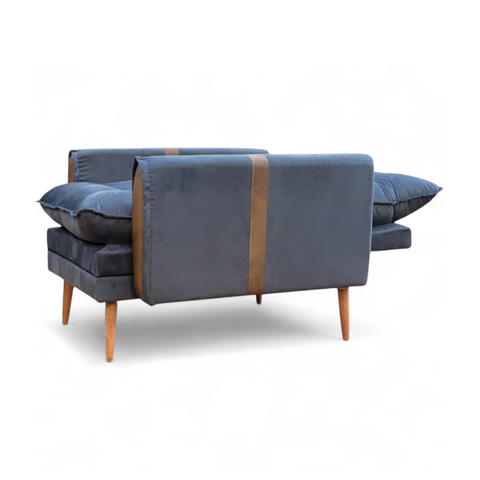 Poltrona Reclinável Itália Veludo Grafite e Caramelo