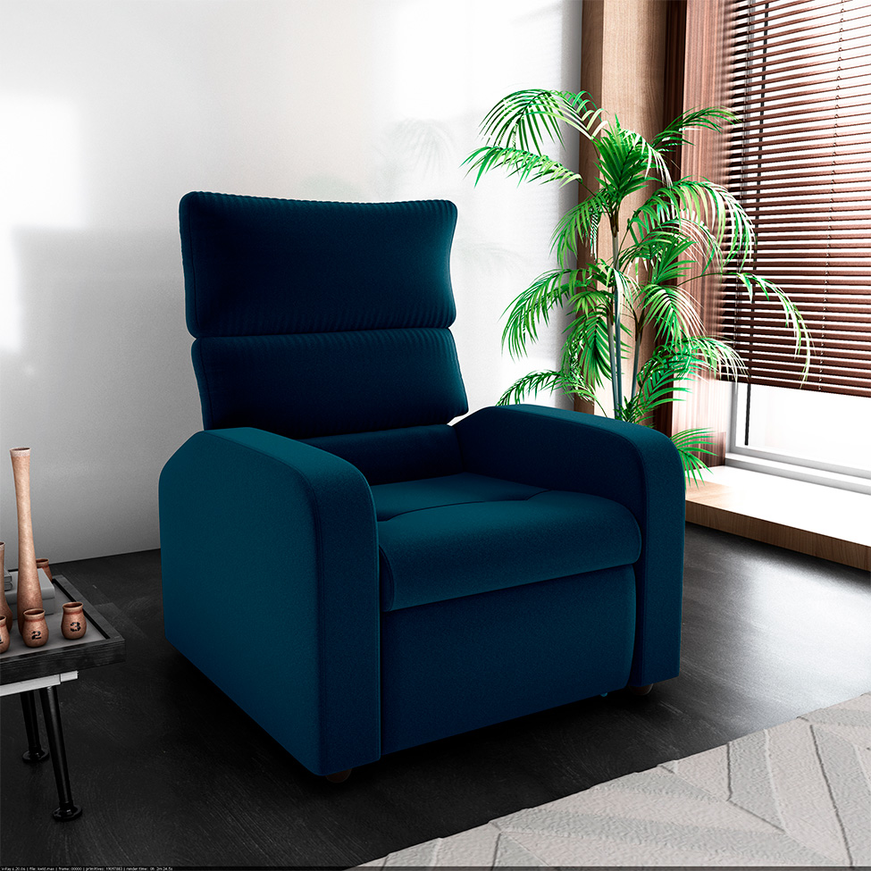 Poltrona Reclinável Kwid Veludo Azul