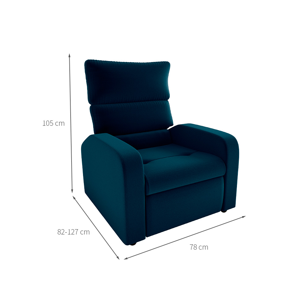 Poltrona Reclinável Kwid Veludo Azul