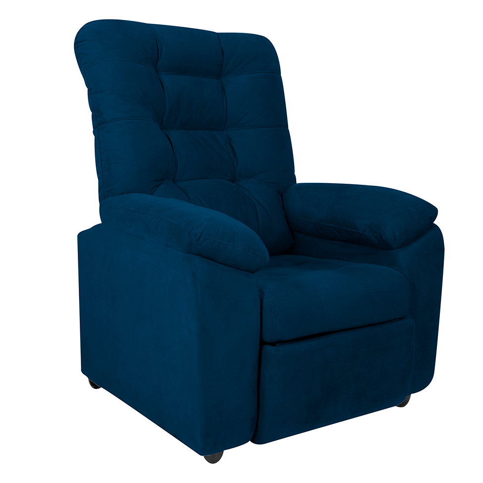 Poltrona Reclinável MX-61 Ônix Suede Azul