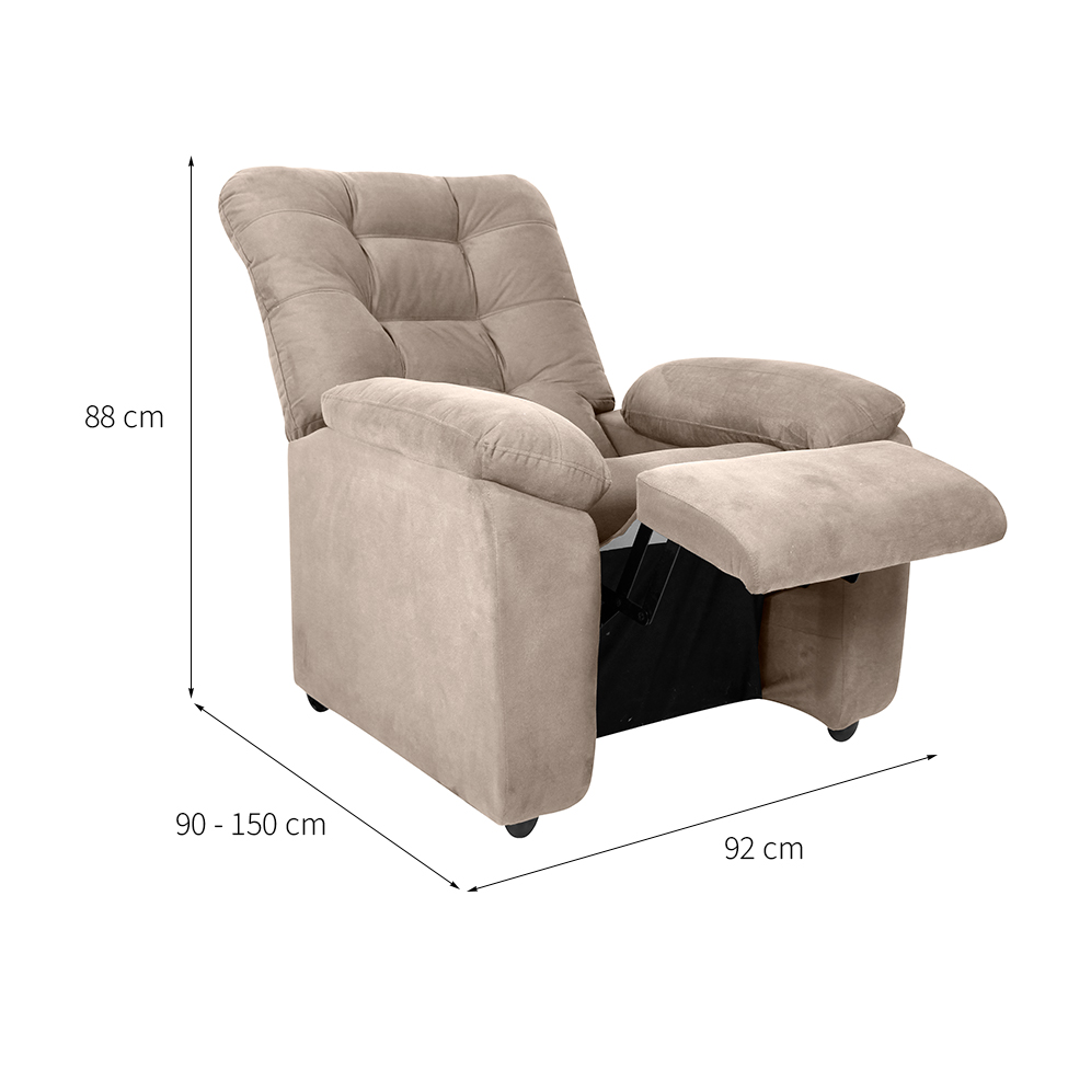 Poltrona Reclinável MX-61 Ônix Suede Bege