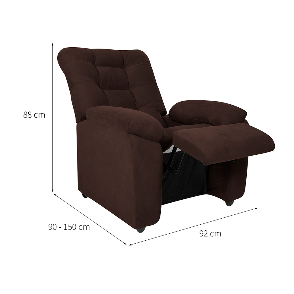 Poltrona Reclinável MX-61 Ônix Suede Marrom