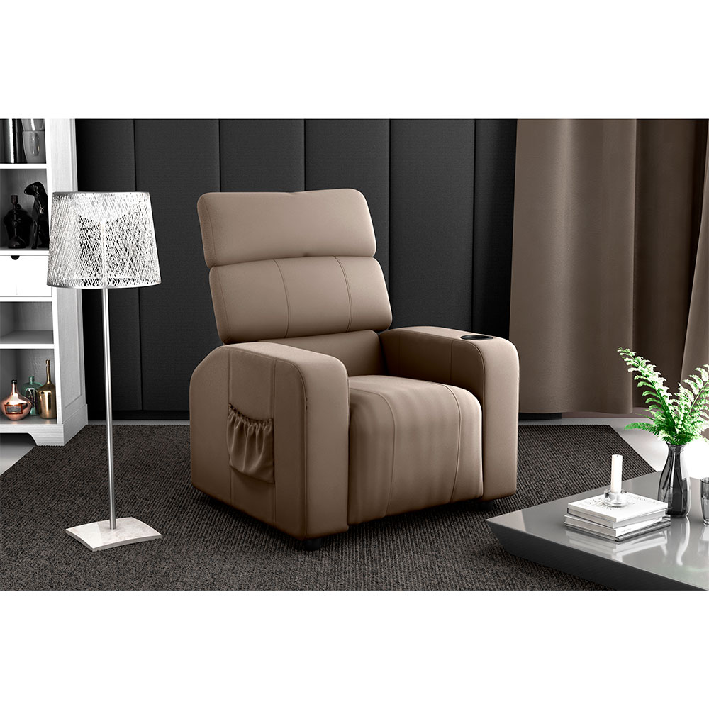Poltrona Reclinável Pulse Veludo Capuccino