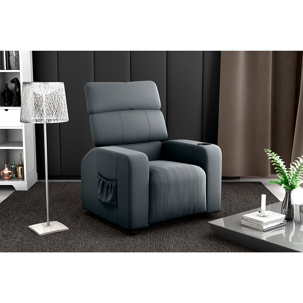 Poltrona Reclinável Pulse Veludo Chumbo