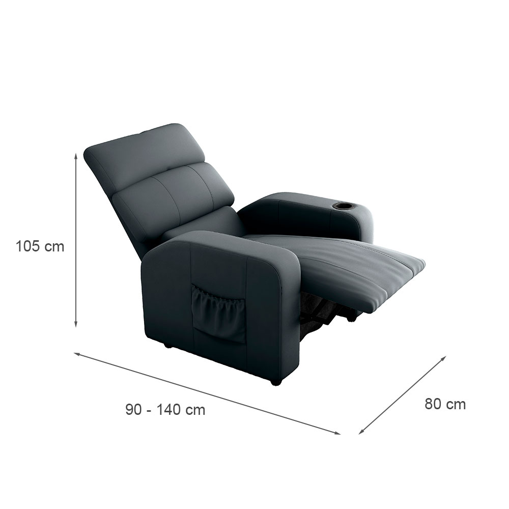 Poltrona Reclinável Pulse Veludo Chumbo