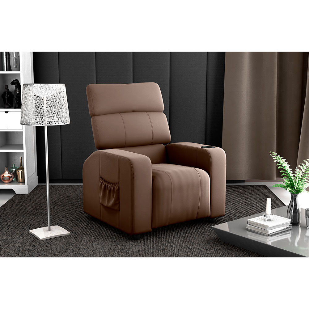 Poltrona Reclinável Pulse Veludo Marrom