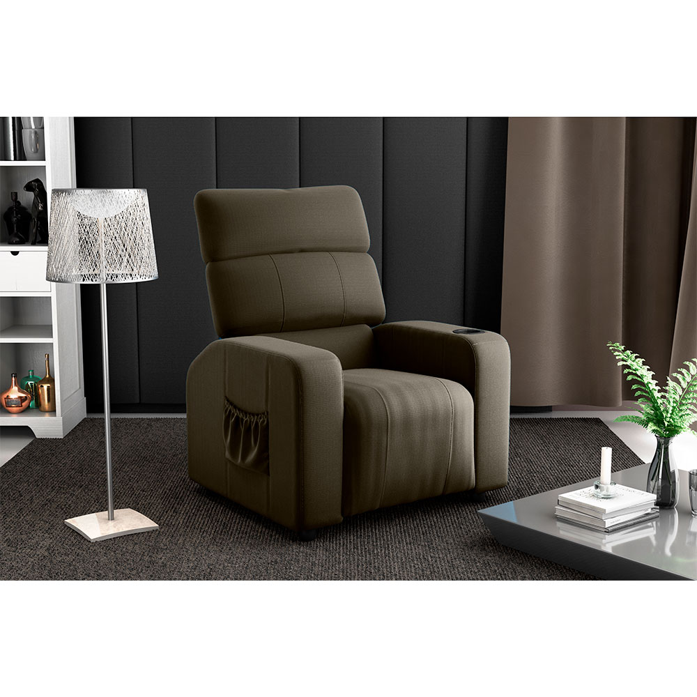 Poltrona Reclinável Pulse Veludo Turkey Marrom