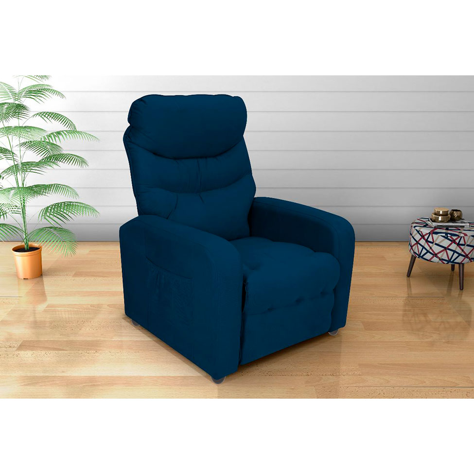 Poltrona Reclinável Punto Suede Azul