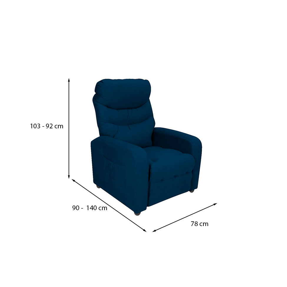 Poltrona Reclinável Punto Suede Azul