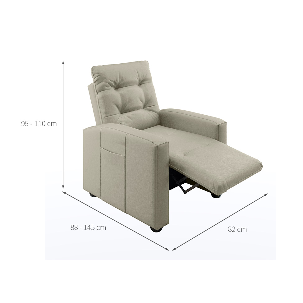 Poltrona Reclinável Titano Revestimento Sintético Bege