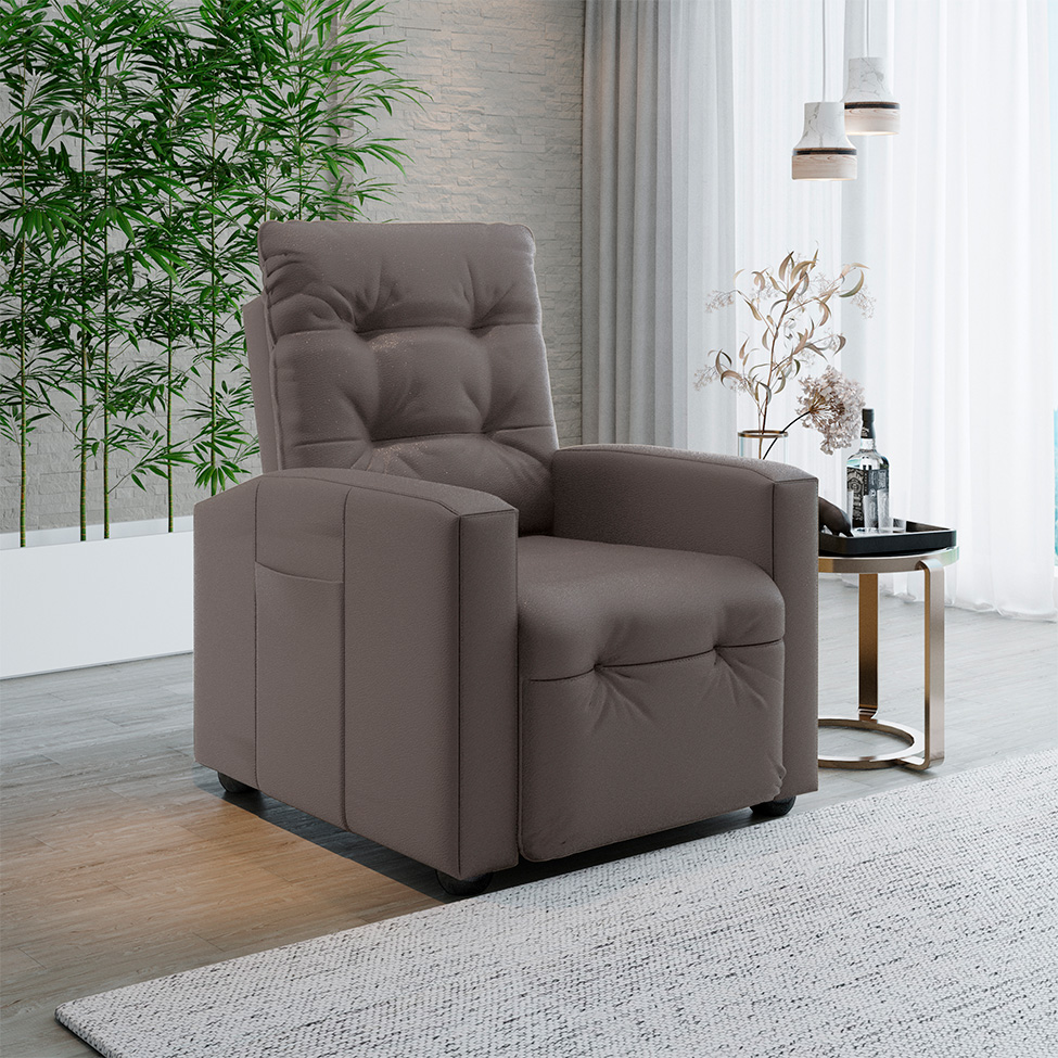 Poltrona Reclinável Titano Revestimento Sintético Marrom