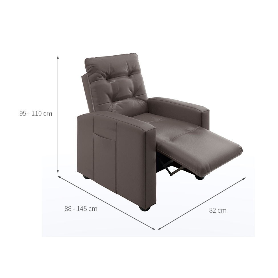 Poltrona Reclinável Titano Revestimento Sintético Marrom