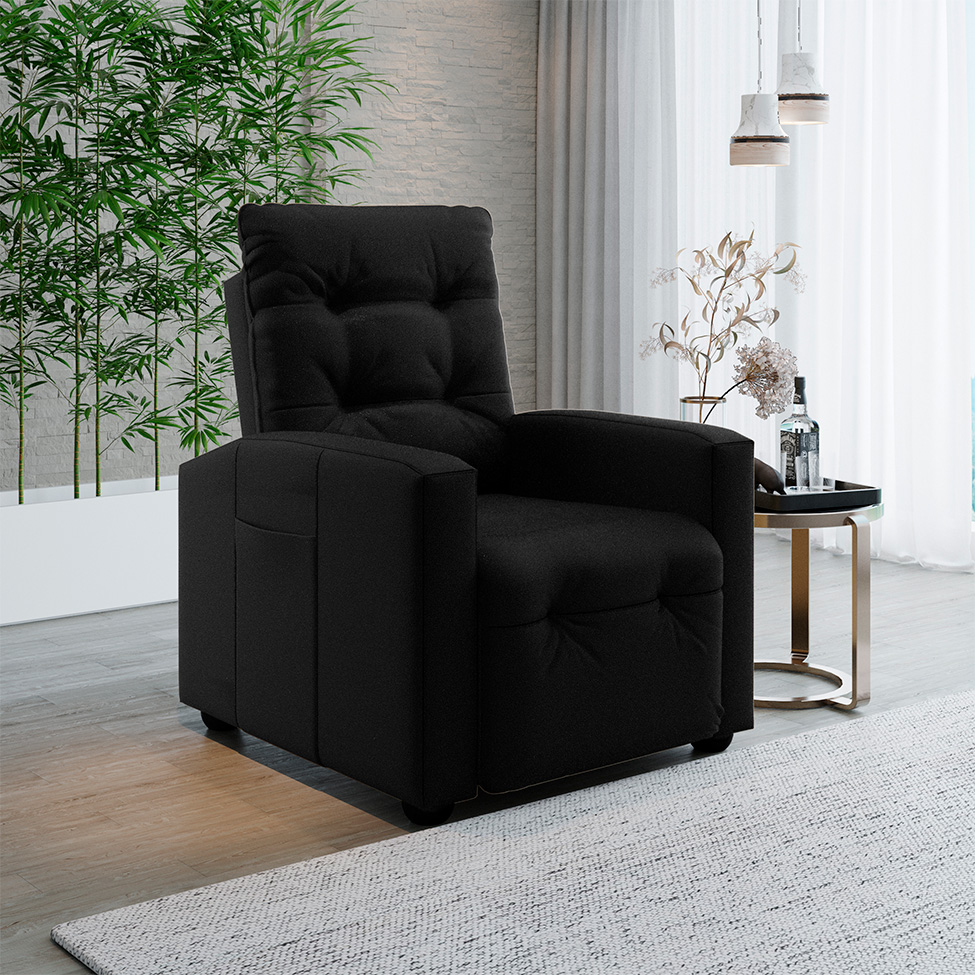 Poltrona Reclinável Titano Revestimento Sintético Preta