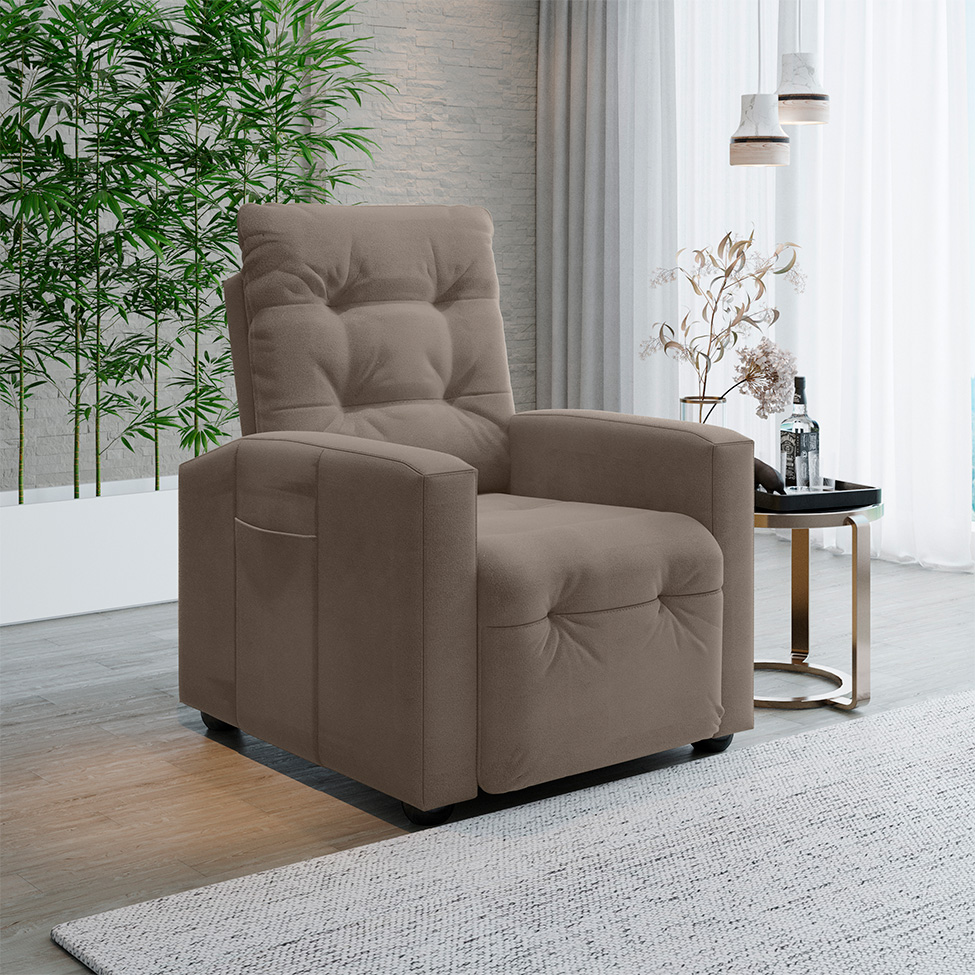 Poltrona Reclinável Titano Veludo Capuccino