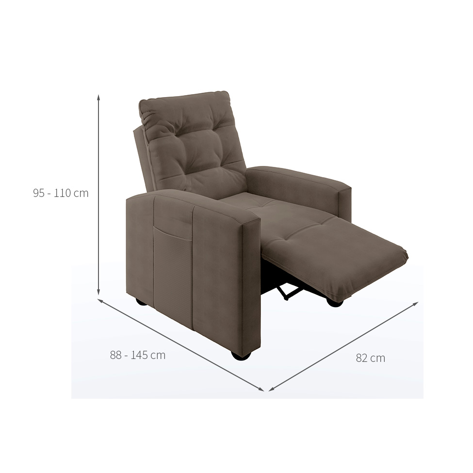 Poltrona Reclinável Titano Veludo Capuccino