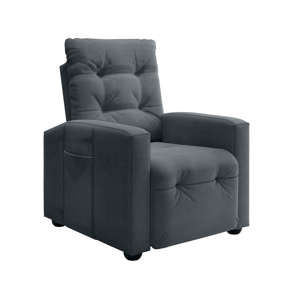 Poltrona Reclinável Titano Veludo Cinza