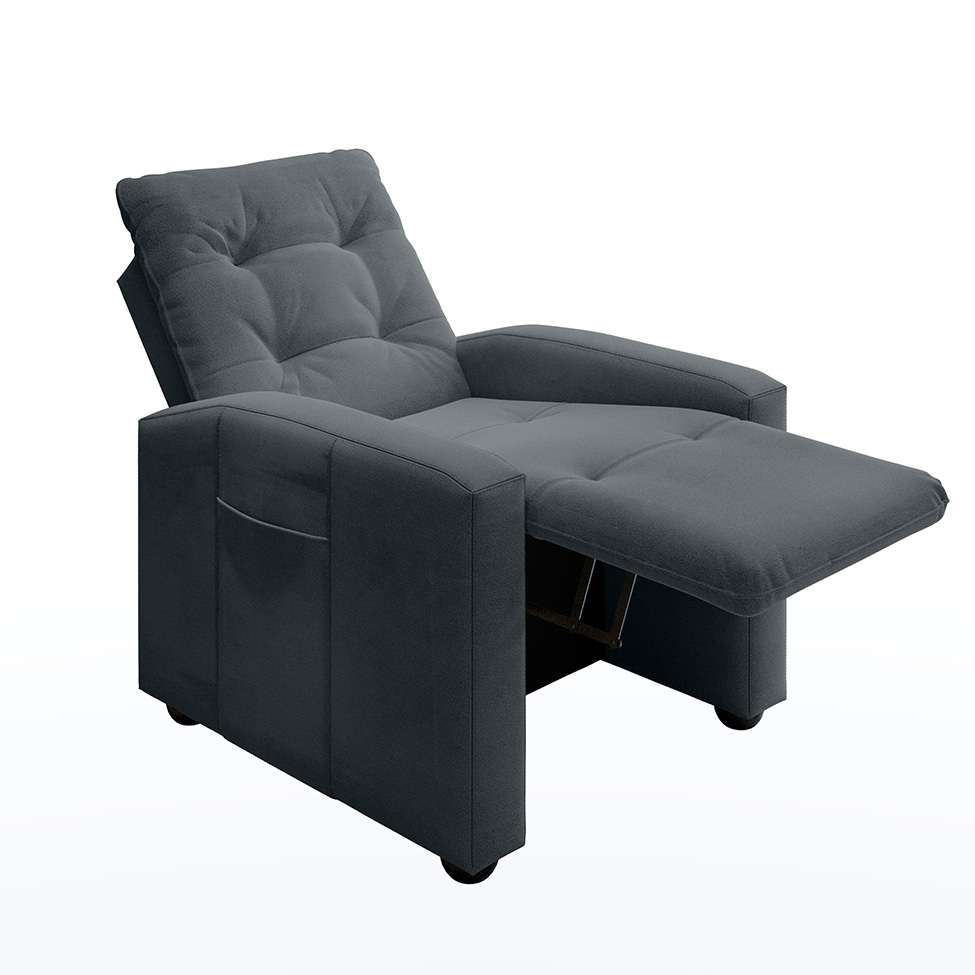 Poltrona Reclinável Titano Veludo Cinza