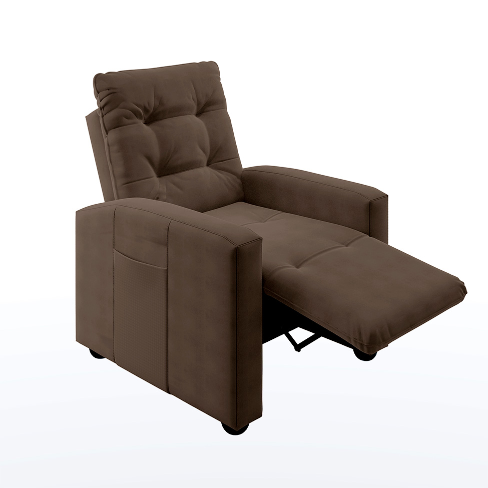 Poltrona Reclinável Titano Veludo Marrom
