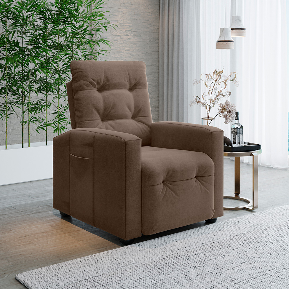 Poltrona Reclinável Titano Veludo Marrom