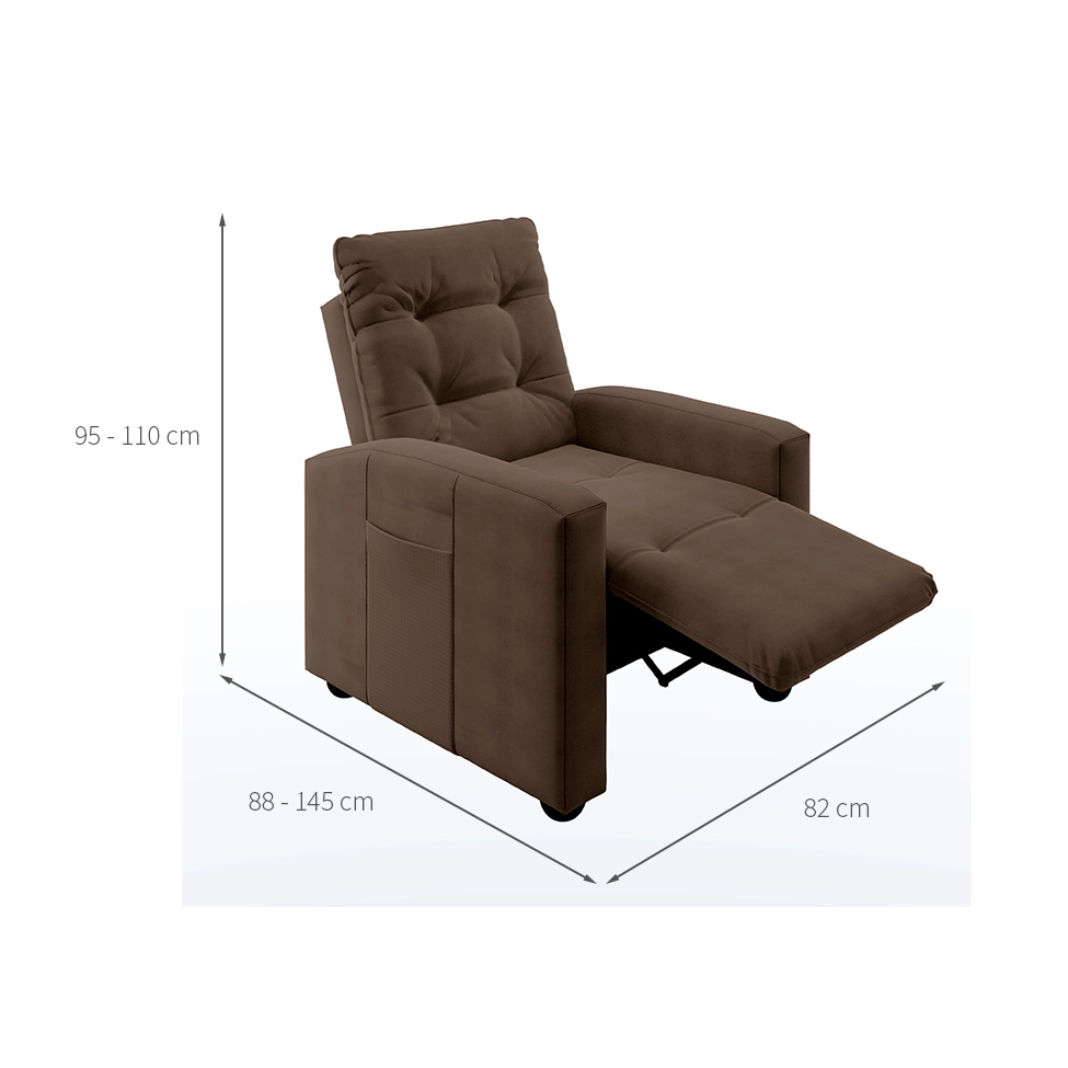 Poltrona Reclinável Titano Veludo Marrom