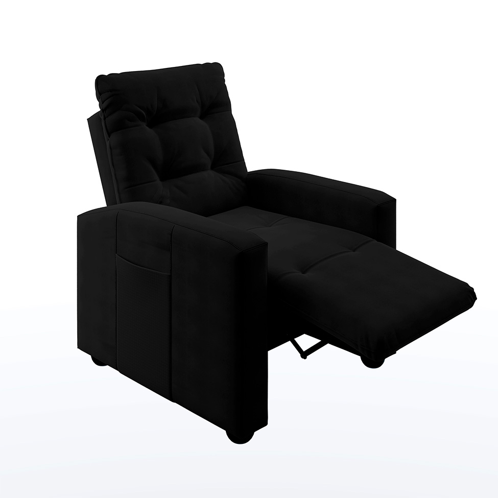 Poltrona Reclinável Titano Veludo Preta