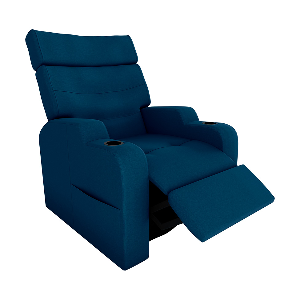 Poltrona Reclinável Toro Veludo Azul