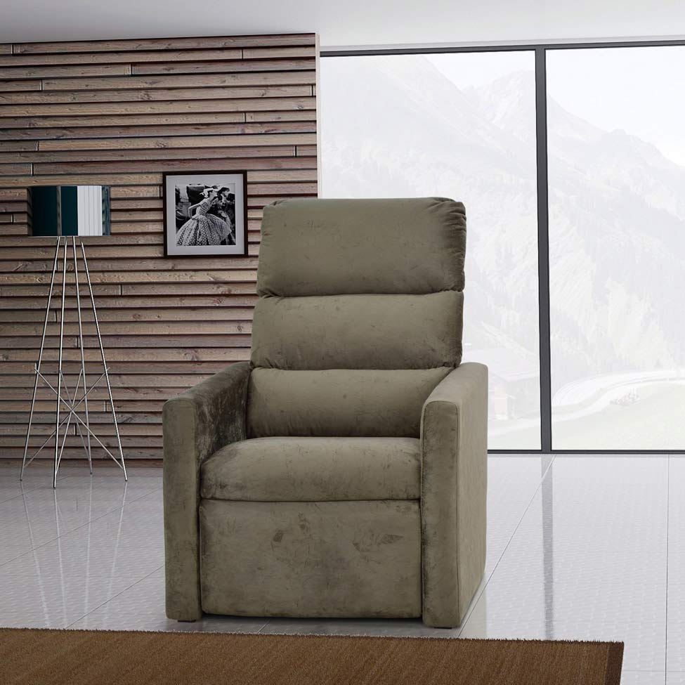 Poltrona Reclinável Turin Suede Amassado Marrom