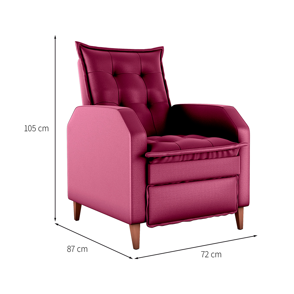 Poltrona Reclinável Yaris Veludo Marsala