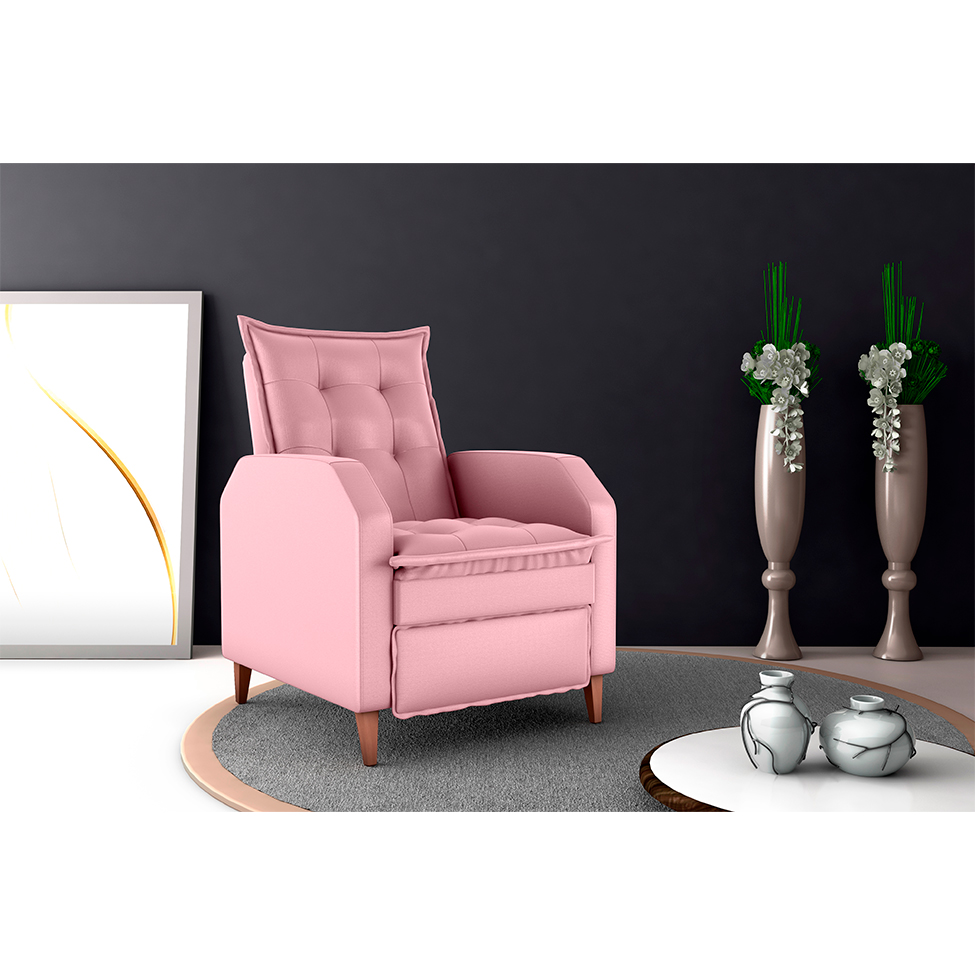 Poltrona Reclinável Yaris Veludo Rosa