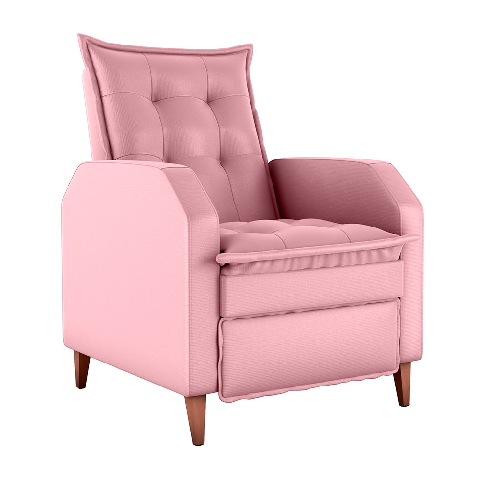 Poltrona Reclinável Yaris Veludo Rosa